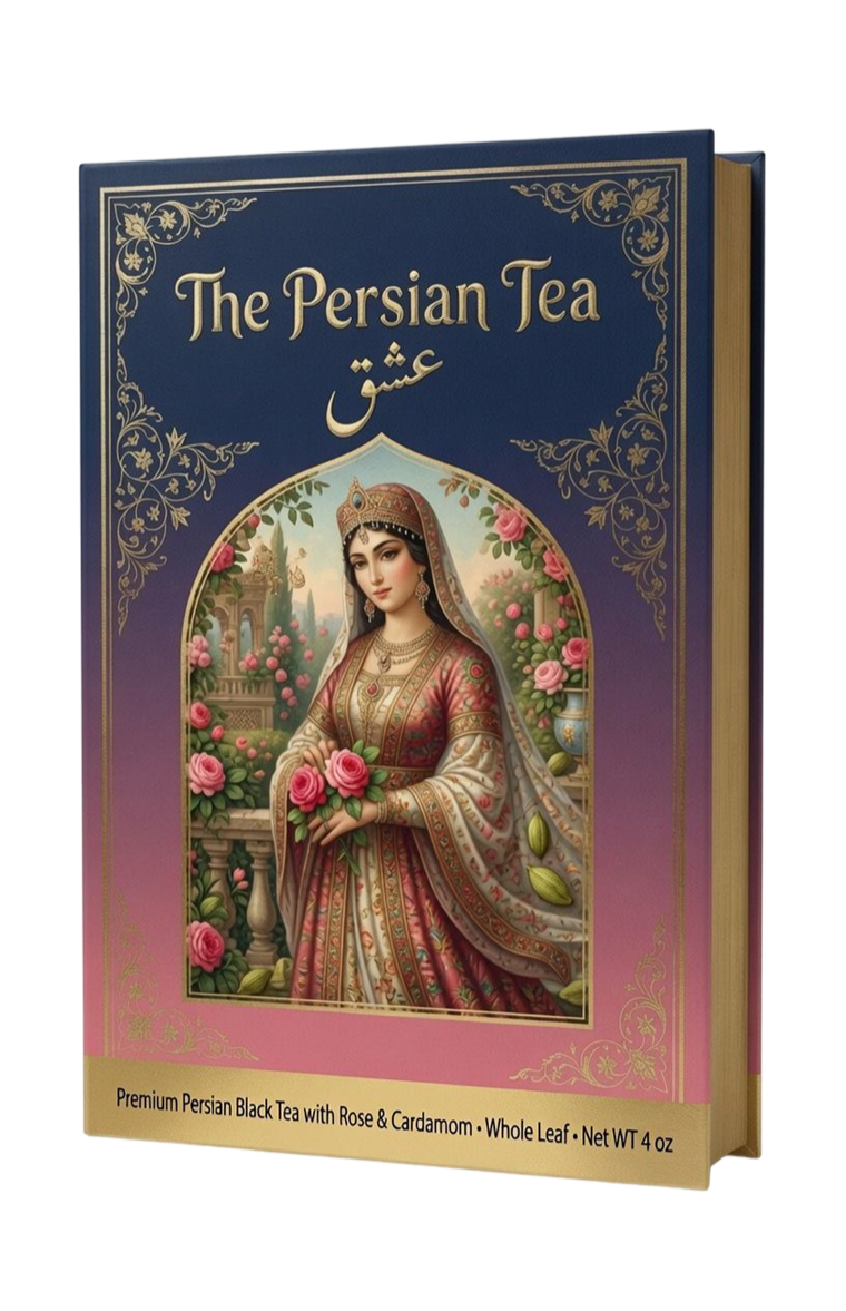 The Persian Tea — Black Gold with Cardamom Pods and Rose Petals box
